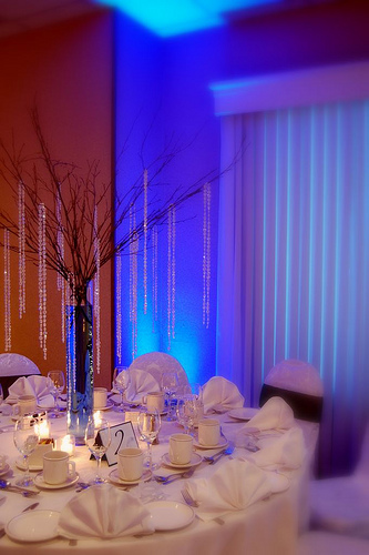 Here a couple video examples of uplighting blue wedding reception uplighting