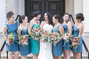 Bridal Party in Teal in Providence RI