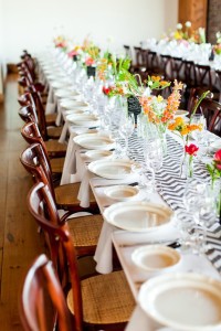 Colorful Wedding in Portland Maine reception dinner