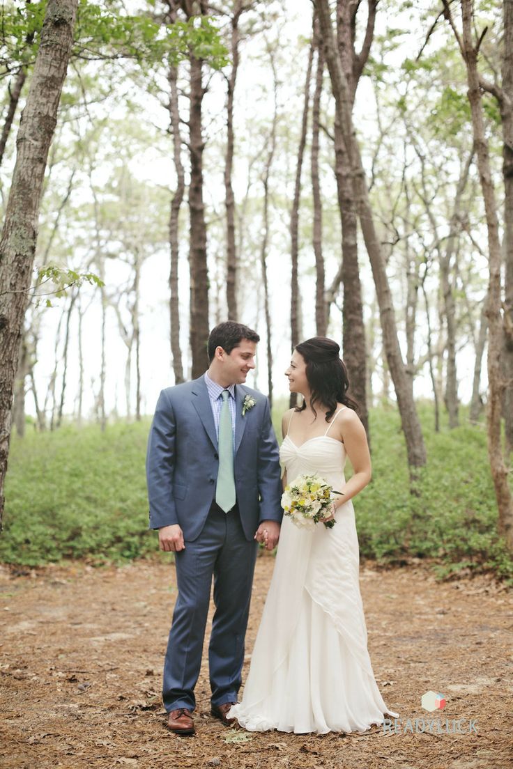 marthas vineyard wedding newly weds in woods