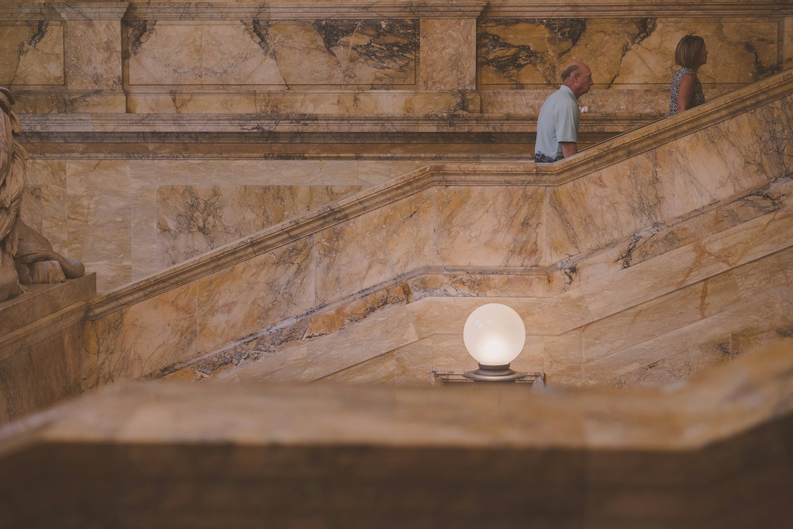 Marble grand staircase inside the Boston Public Library, a popular Boston wedding portrait spot