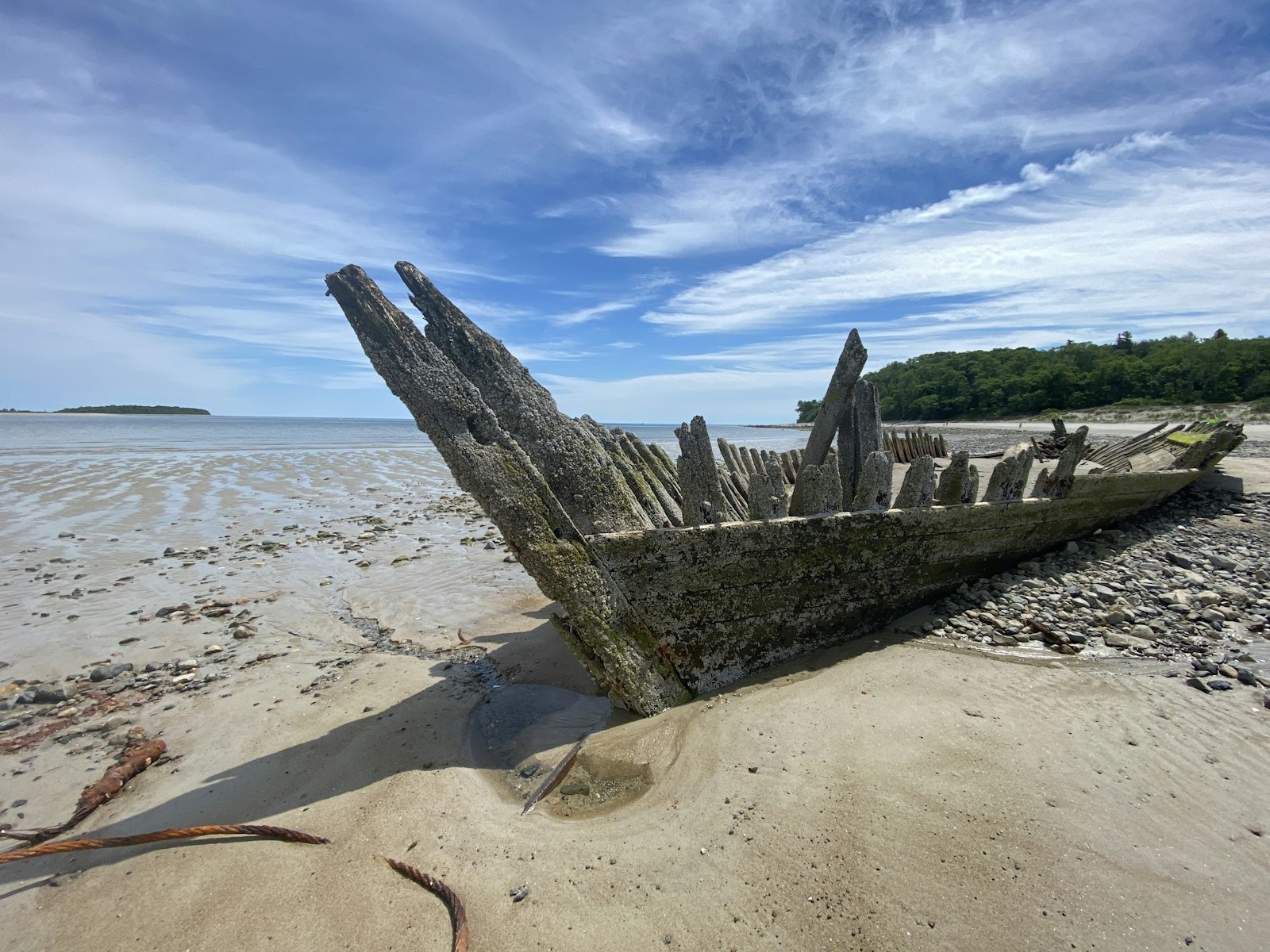 Wreck of the Ada K. Damon schooner on Crane Beach in Ipswich, MA